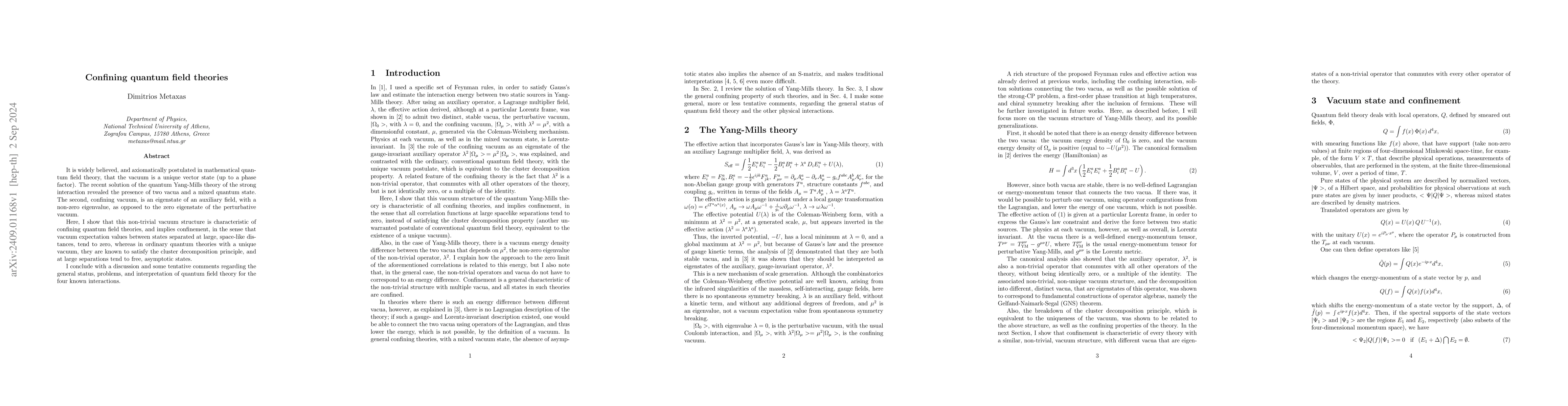 Thumbnail for Confining quantum field theories