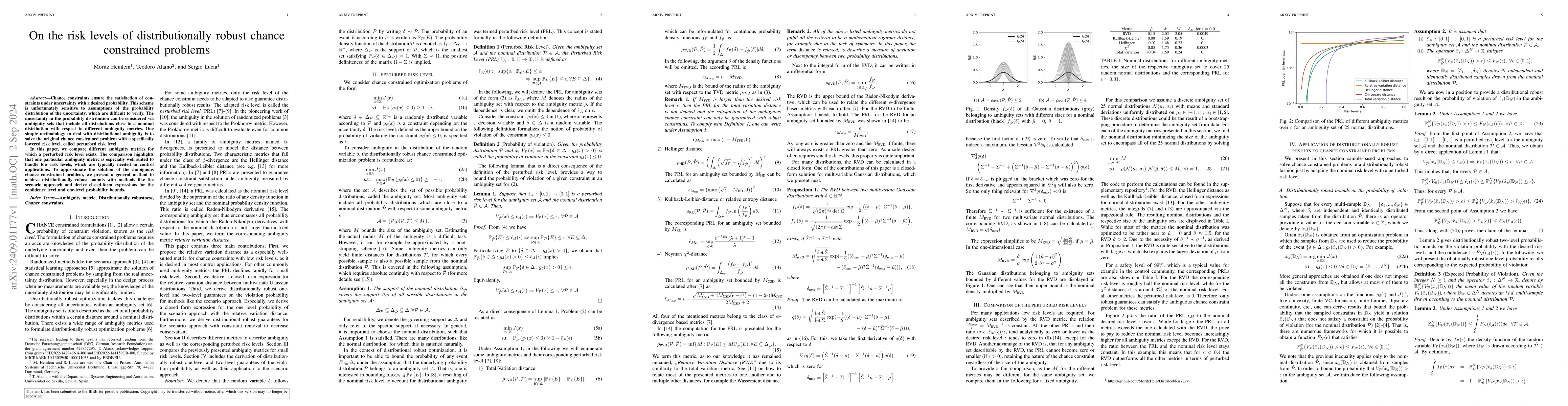 Thumbnail for On the risk levels of distributionally robust chance constrained
  problems