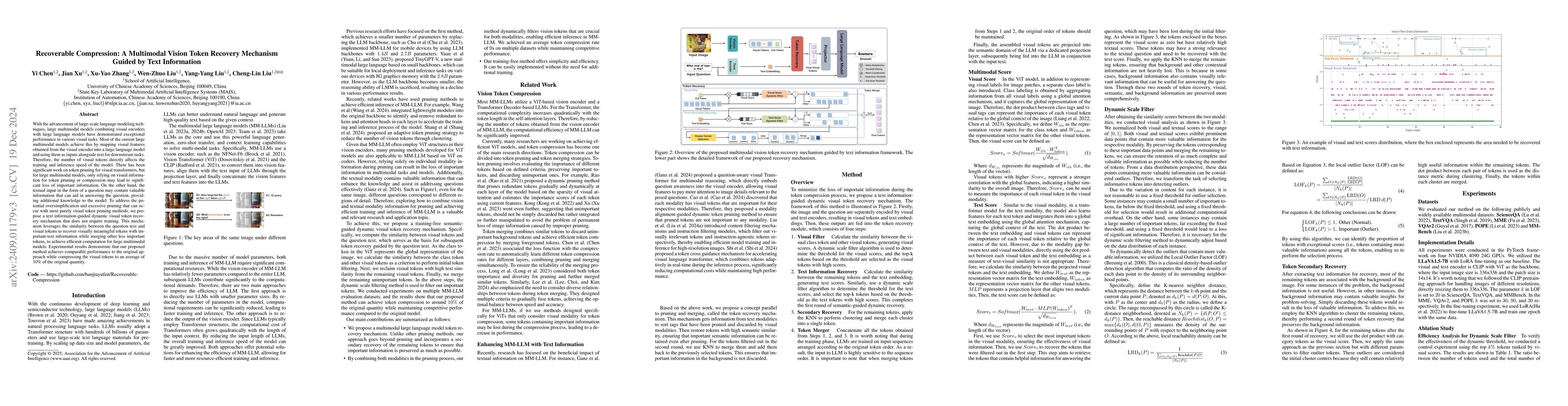 Thumbnail for Recoverable Compression: A Multimodal Vision Token Recovery Mechanism
  Guided by Text Information