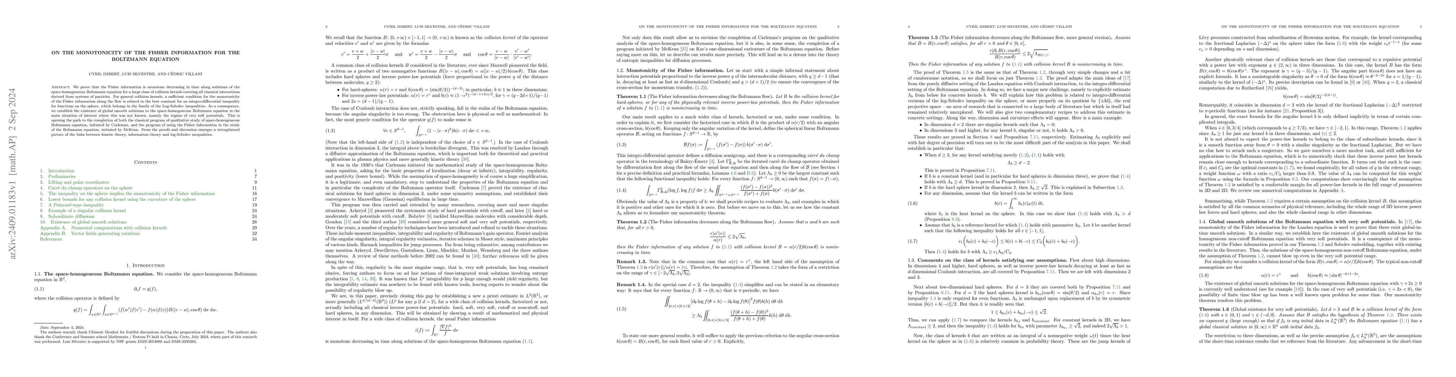 Thumbnail for On the monotonicity of the Fisher information for the Boltzmann equation