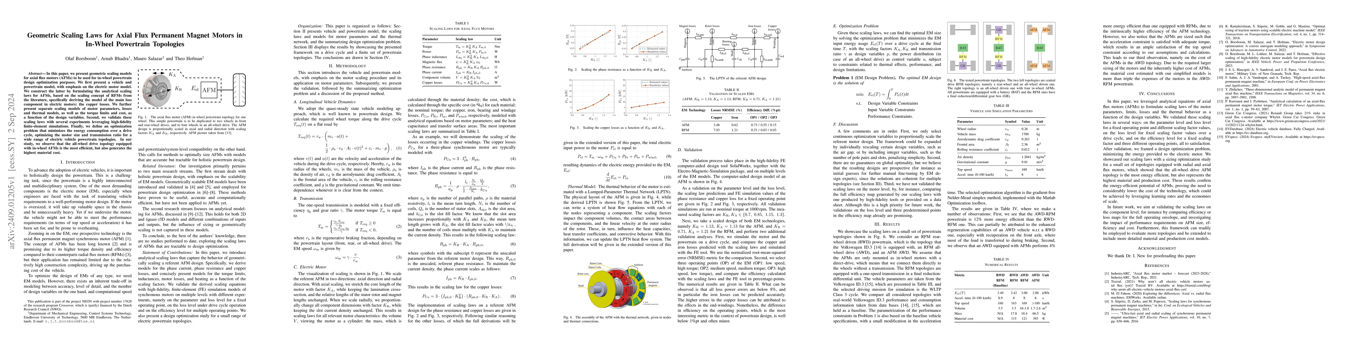 Thumbnail for Geometric Scaling Laws for Axial Flux Permanent Magnet Motors in
  In-Wheel Powertrain Topologies