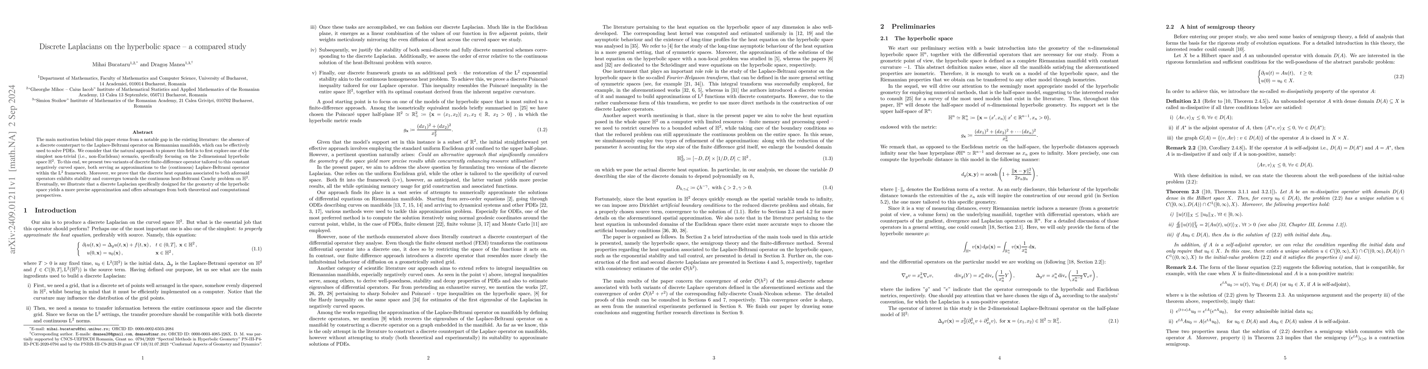 Thumbnail for Discrete Laplacians on the hyperbolic space -- a compared study