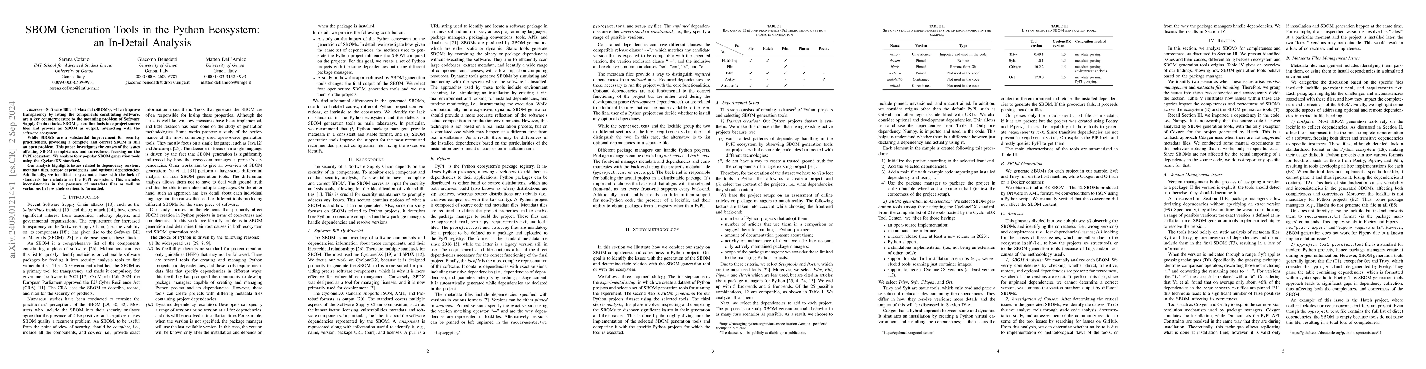 Thumbnail for SBOM Generation Tools in the Python Ecosystem: an In-Detail Analysis