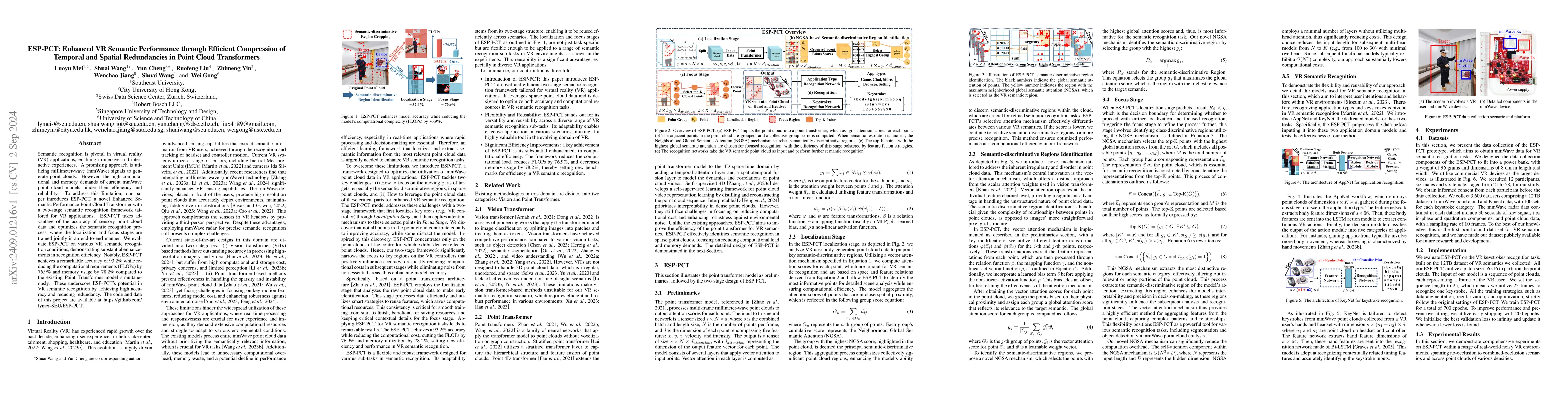 Thumbnail for ESP-PCT: Enhanced VR Semantic Performance through Efficient Compression
  of Temporal and Spatial Redundancies in Point Cloud Transformers