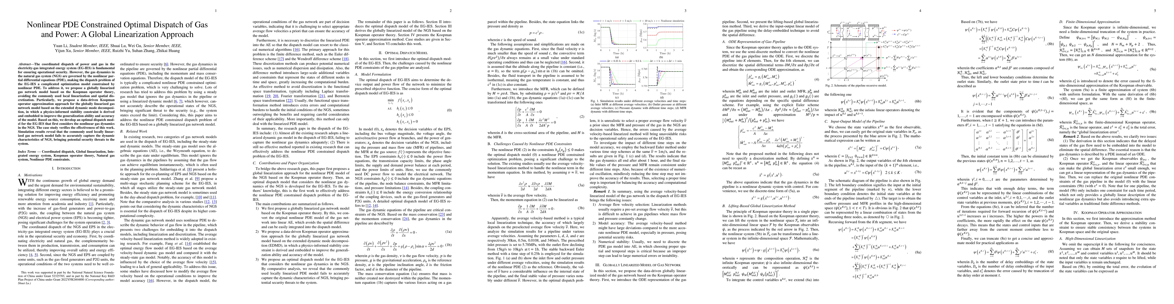 Thumbnail for Nonlinear PDE Constrained Optimal Dispatch of Gas and Power: A Global
  Linearization Approach