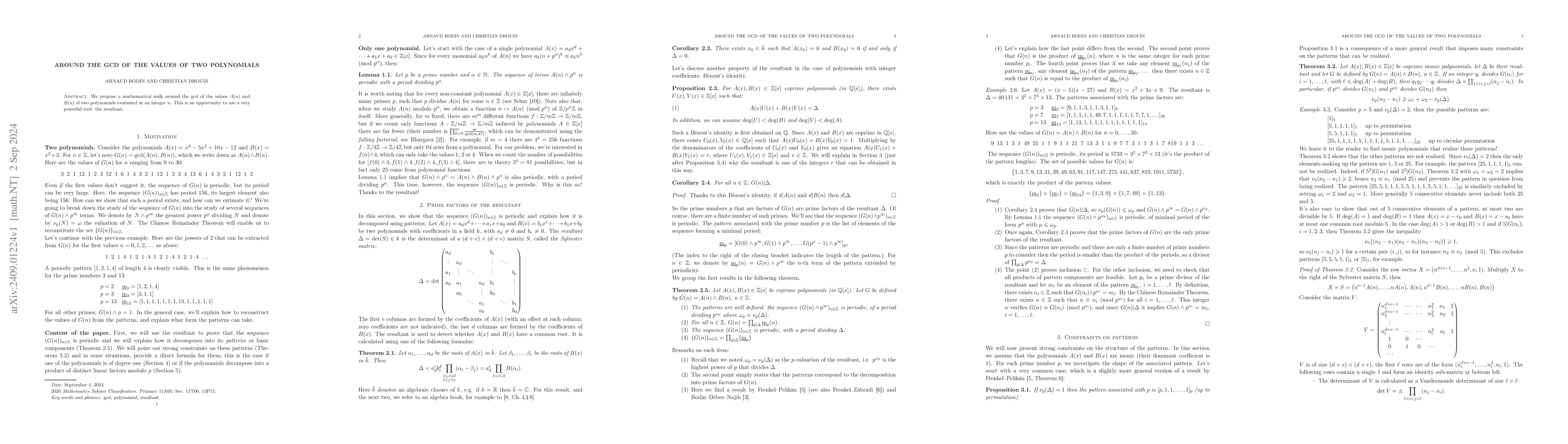 Thumbnail for Around the gcd of the values of two polynomials
