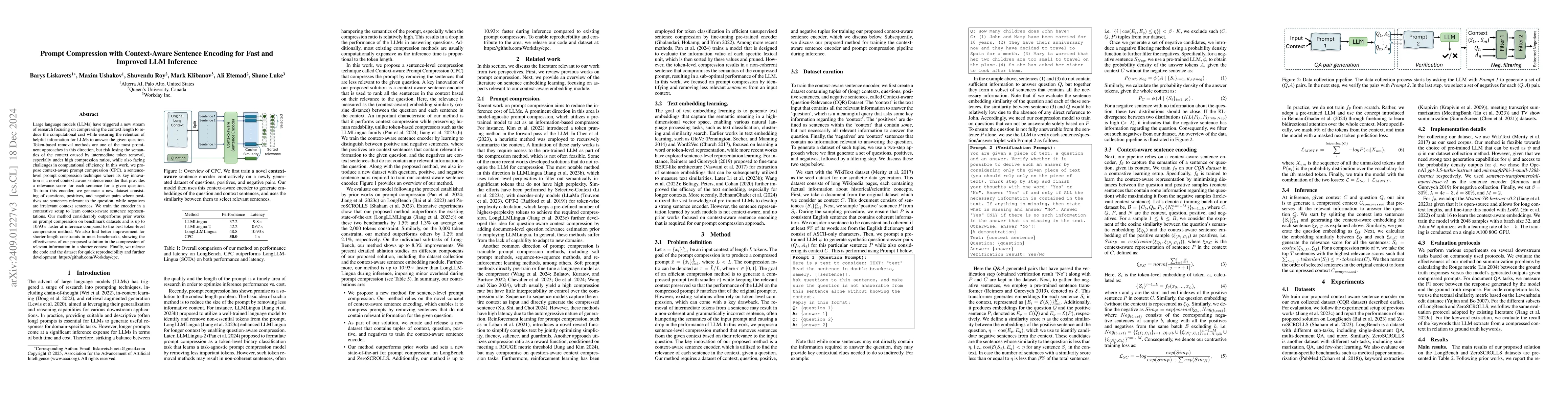 Thumbnail for Prompt Compression with Context-Aware Sentence Encoding for Fast and
  Improved LLM Inference