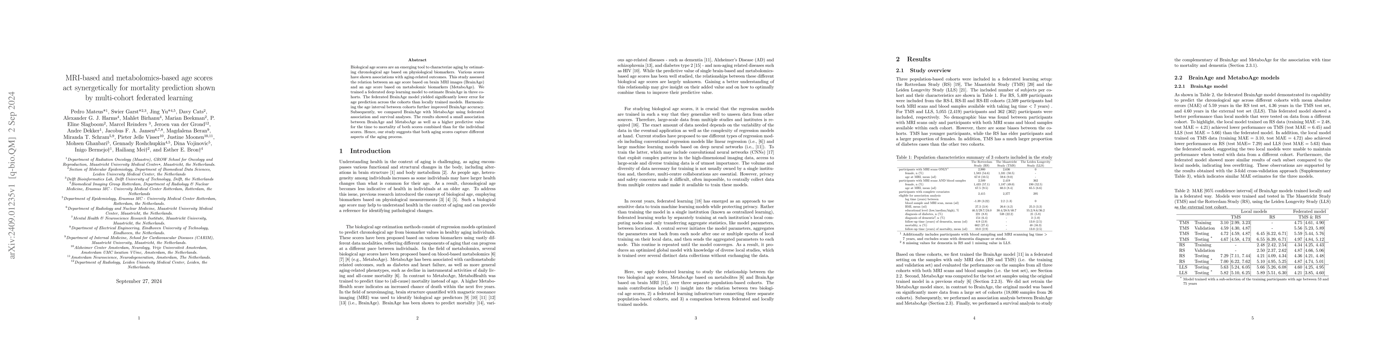 Thumbnail for MRI-based and metabolomics-based age scores act synergetically for
  mortality prediction shown by multi-cohort federated learning