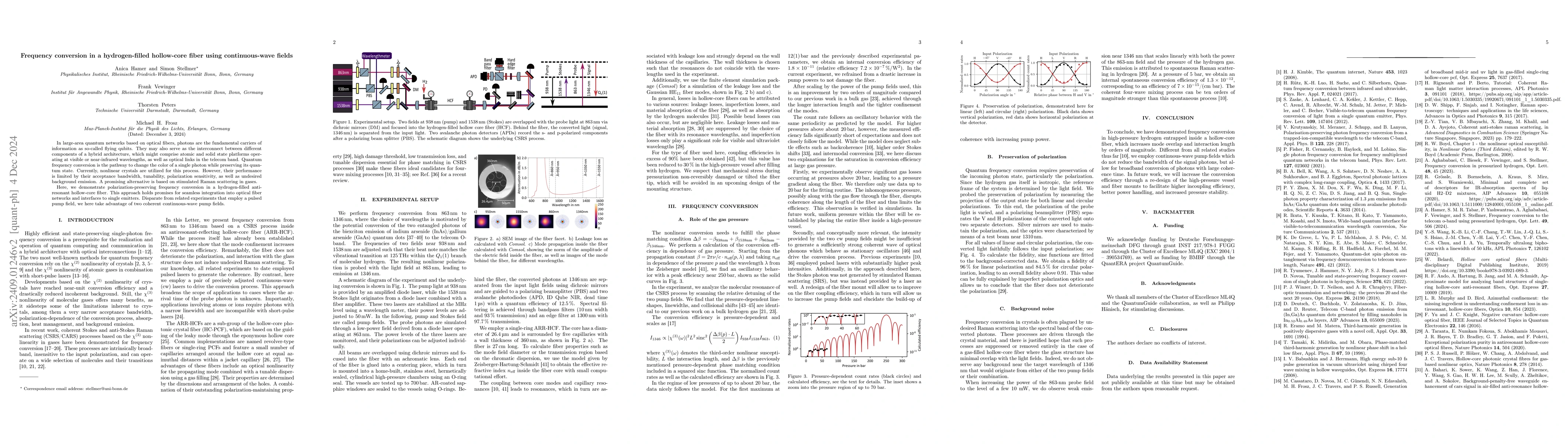 Thumbnail for Frequency conversion in a hydrogen-filled hollow-core fiber using
  continuous-wave fields