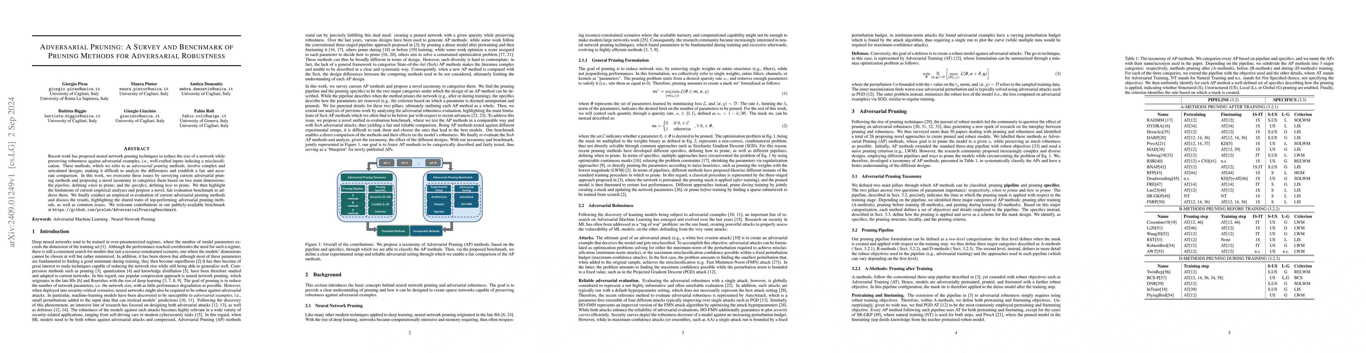Thumbnail for Adversarial Pruning: A Survey and Benchmark of Pruning Methods for
  Adversarial Robustness