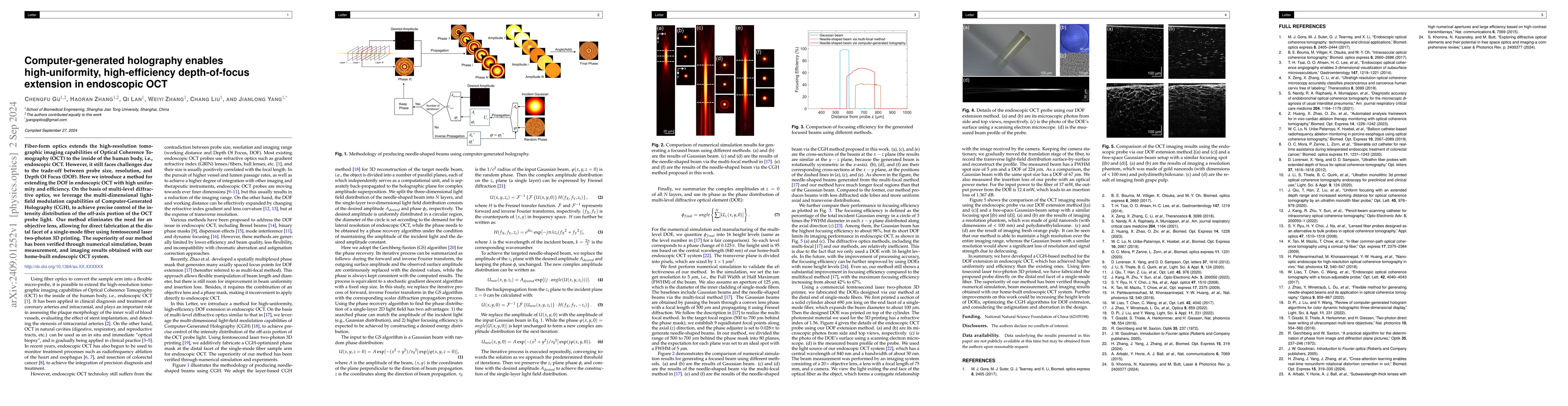 Thumbnail for Computer-generated holography enables high-uniformity, high-efficiency
  depth-of-focus extension in endoscopic OCT