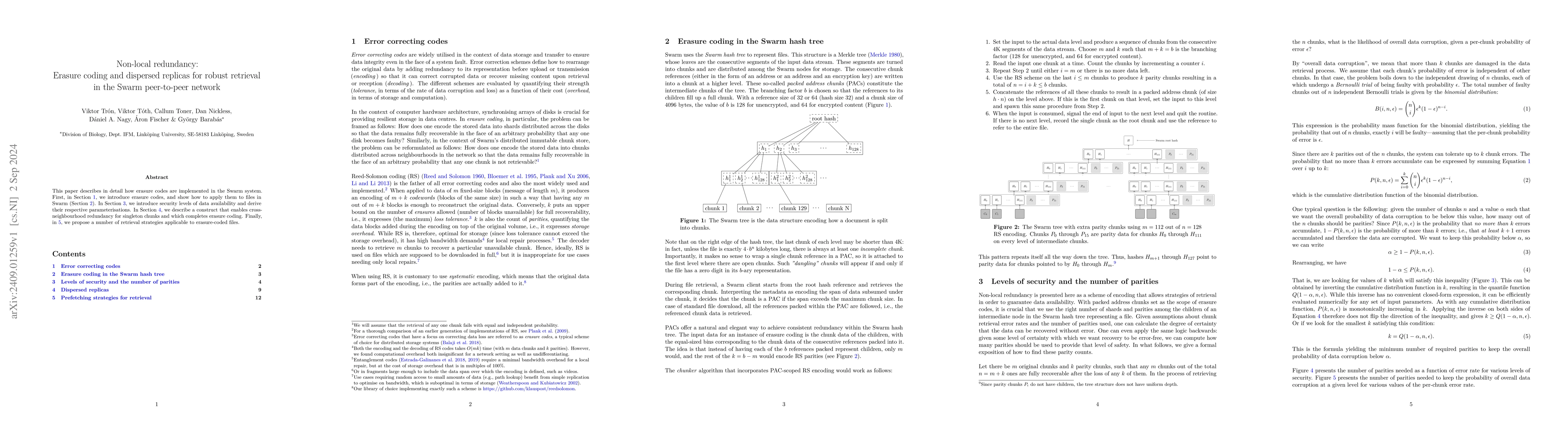 Thumbnail for Non-local redundancy: Erasure coding and dispersed replicas for robust
  retrieval in the Swarm peer-to-peer network