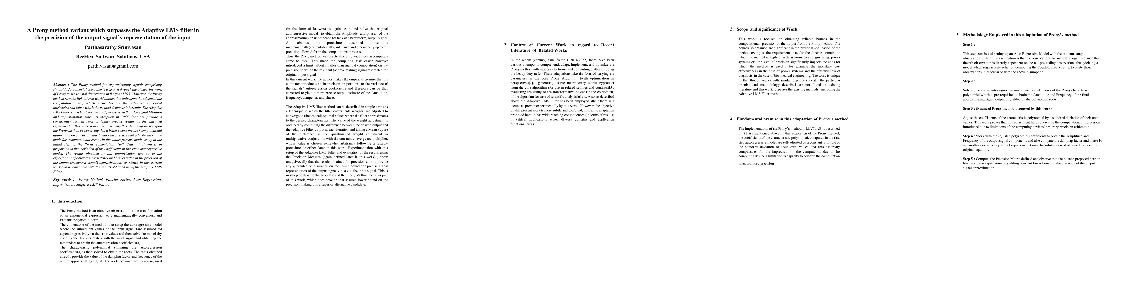 Thumbnail for A prony method variant which surpasses the Adaptive LMS filter in the
  output signal's representation of input