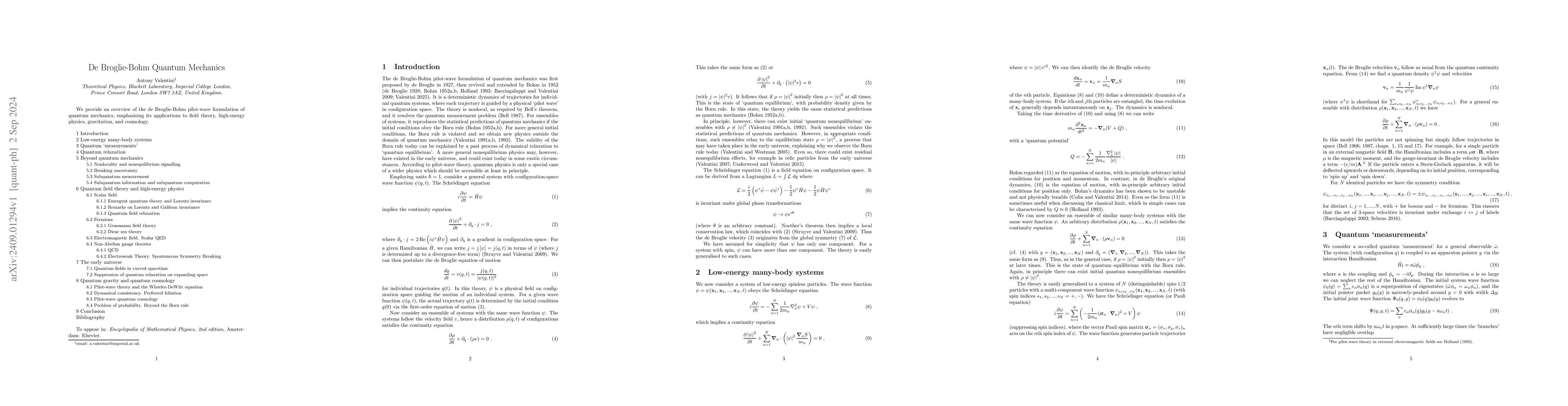 Thumbnail for De Broglie-Bohm Quantum Mechanics