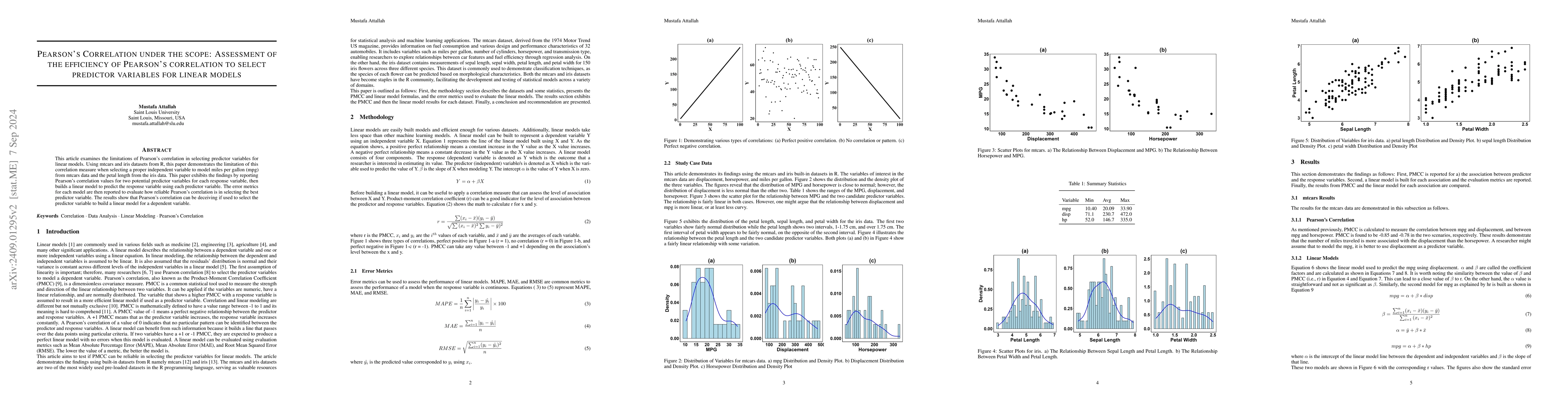 Thumbnail for Pearson's correlation under the scope: Assessment of the efficiency of
  Pearson's correlation to select predictor variables for linear models