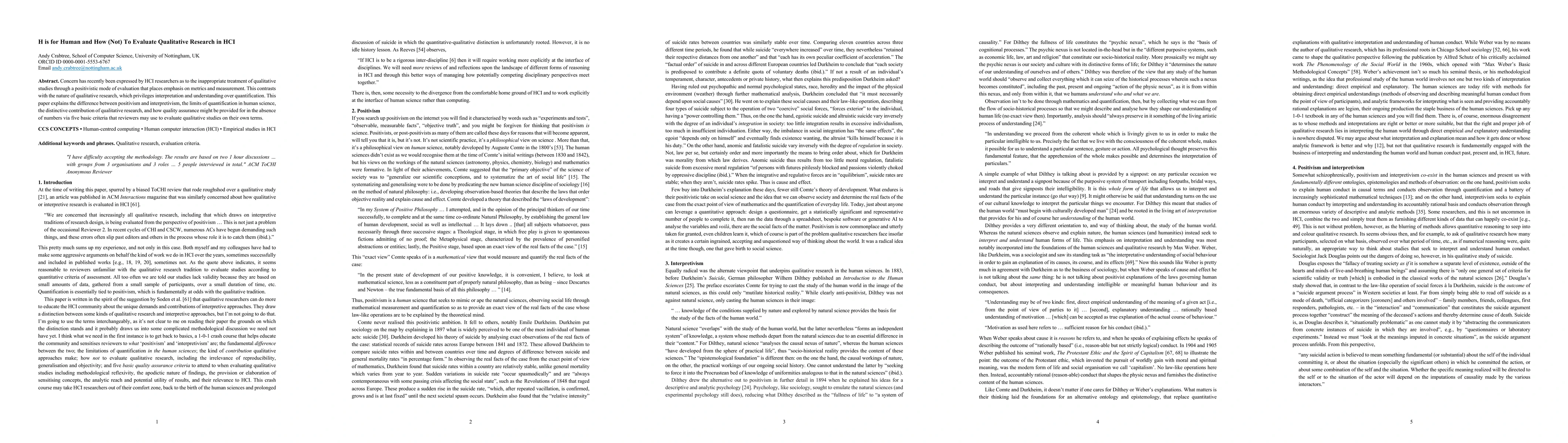 Thumbnail for H is for Human and How (Not) To Evaluate Qualitative Research in HCI