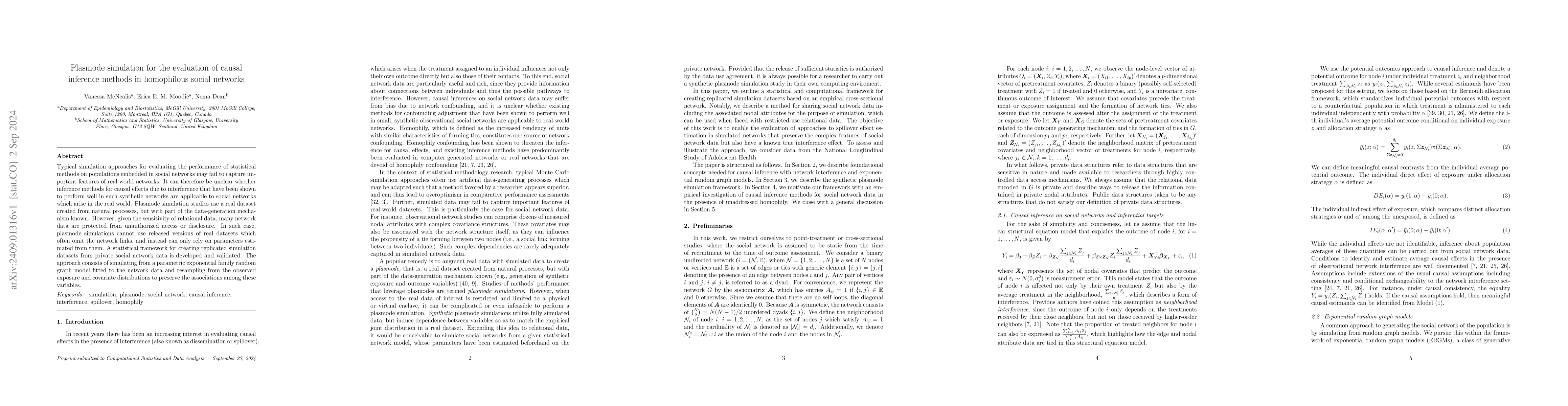 Thumbnail for Plasmode simulation for the evaluation of causal inference methods in
  homophilous social networks