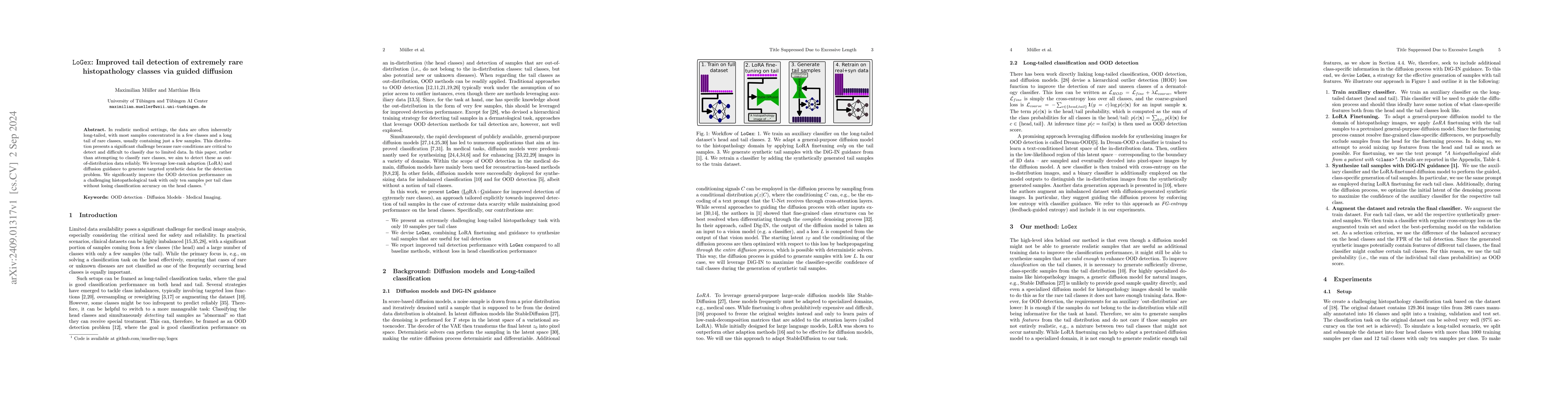 Thumbnail for LoGex: Improved tail detection of extremely rare histopathology classes
  via guided diffusion