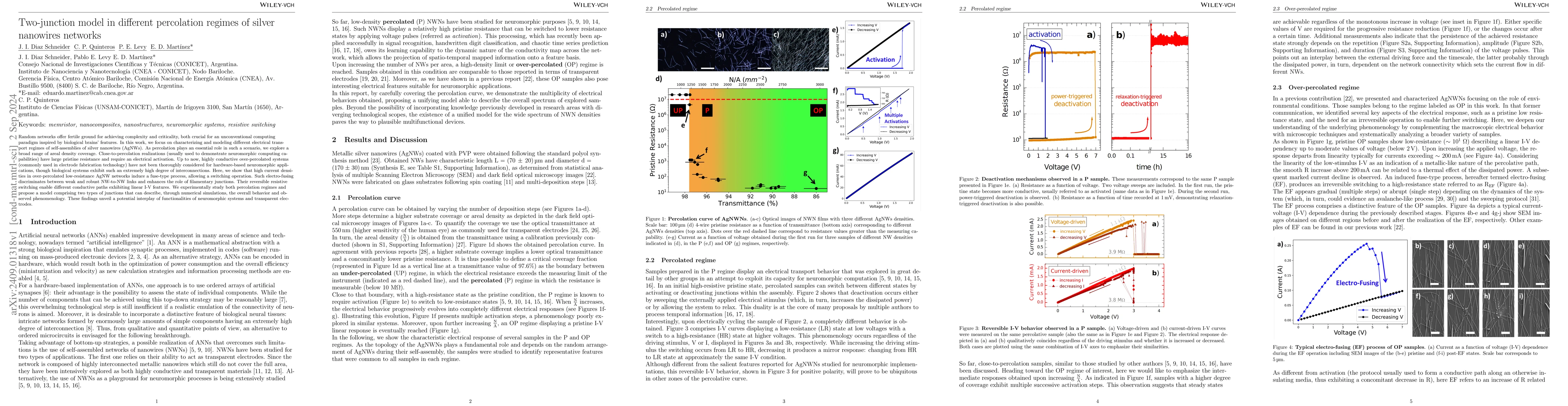 Thumbnail for Two-junction model in different percolation regimes of silver nanowires
  networks