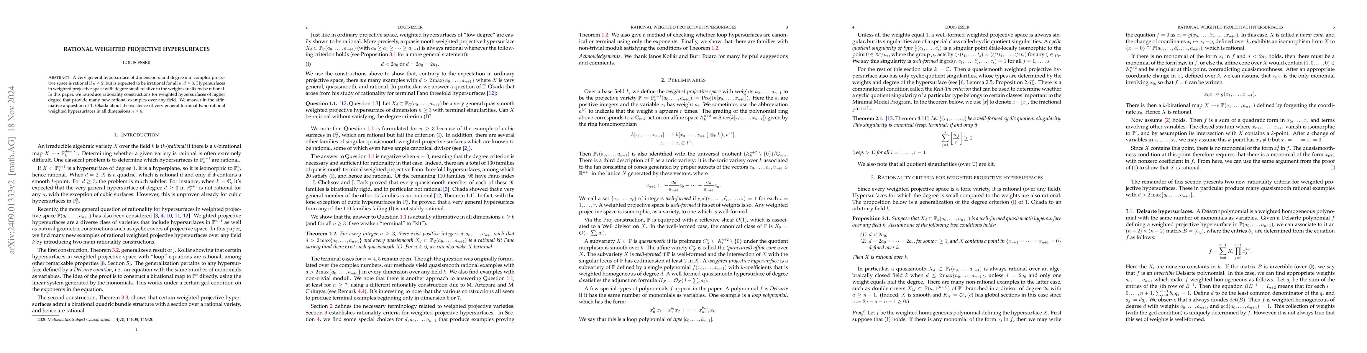 Thumbnail for Rational weighted projective hypersurfaces