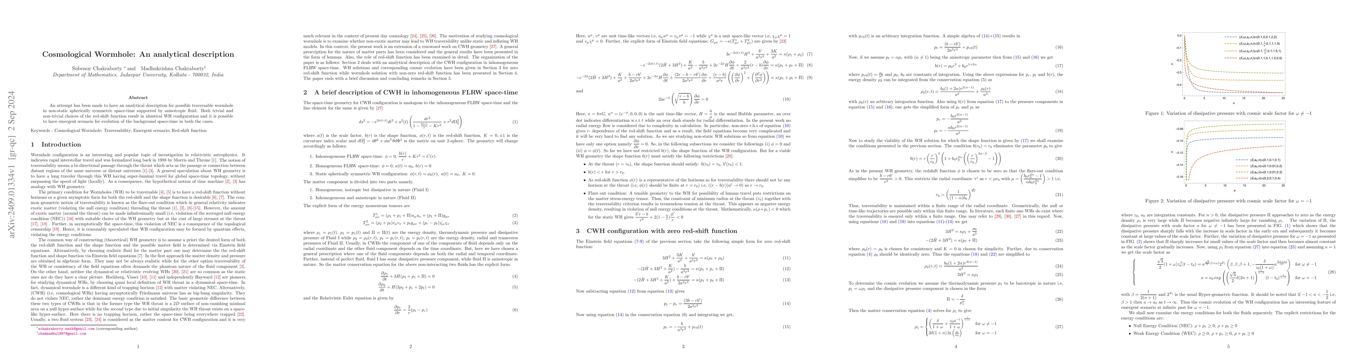 Thumbnail for Cosmological Wormhole: An analytical description