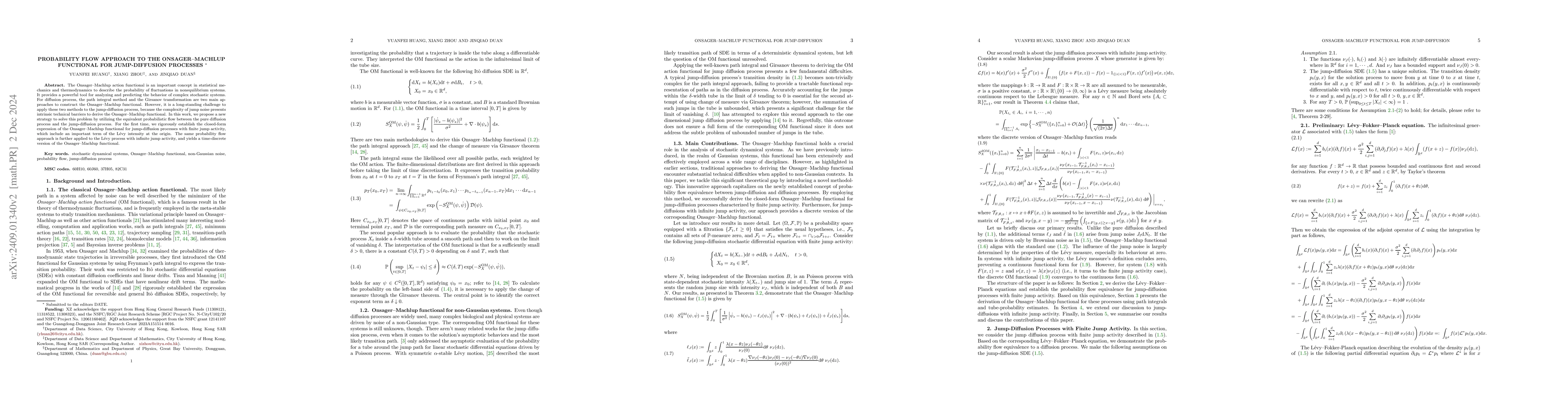 Thumbnail for Probability Flow Approach to the Onsager--Machlup Functional for
  Jump-Diffusion Processes
