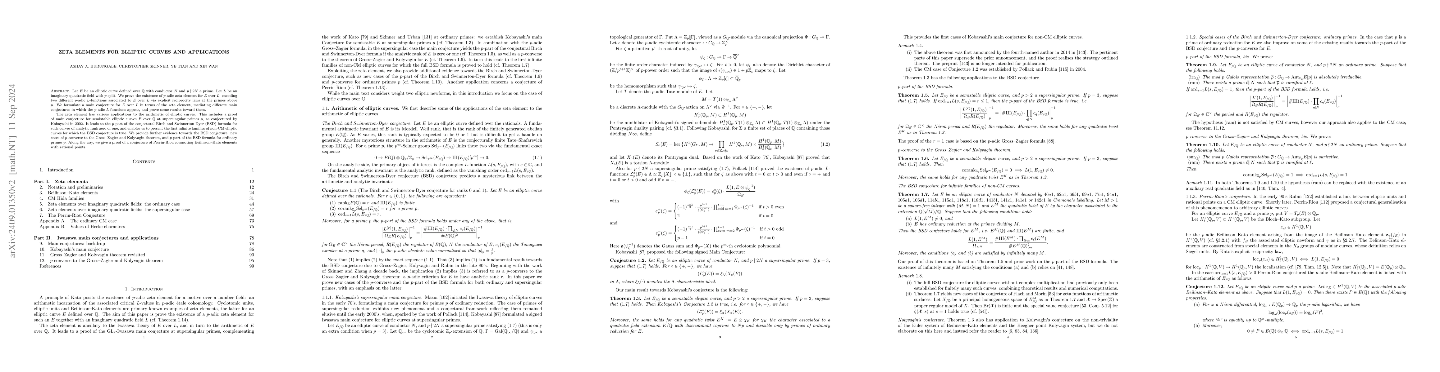 Thumbnail for Zeta elements for elliptic curves and applications
