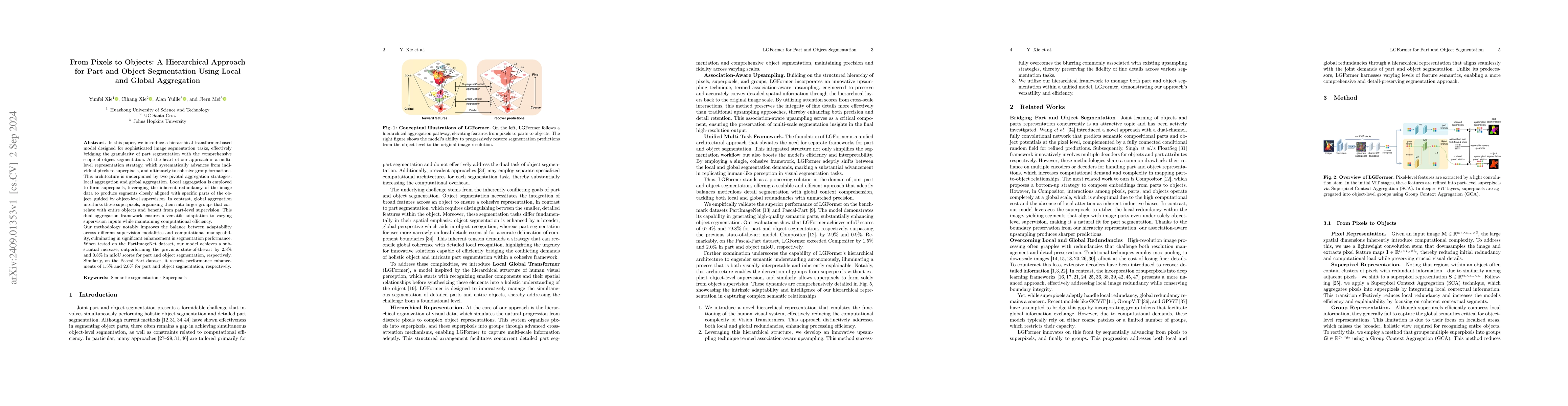 Thumbnail for From Pixels to Objects: A Hierarchical Approach for Part and Object
  Segmentation Using Local and Global Aggregation