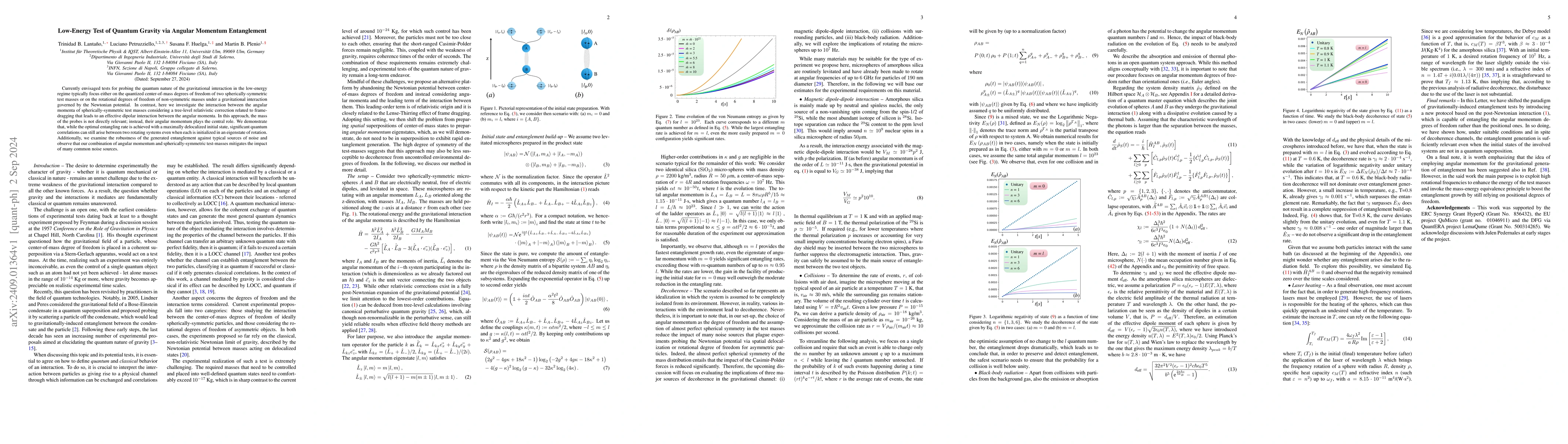 Thumbnail for Low-Energy Test of Quantum Gravity via Angular Momentum Entanglement