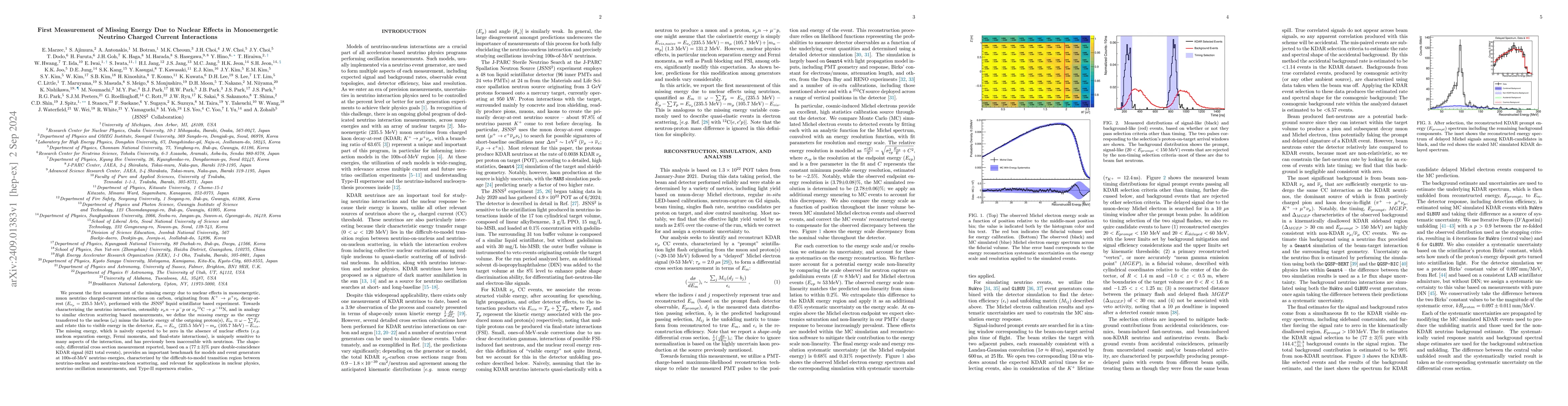Thumbnail for First Measurement of Missing Energy Due to Nuclear Effects in
  Monoenergetic Neutrino Charged Current Interactions