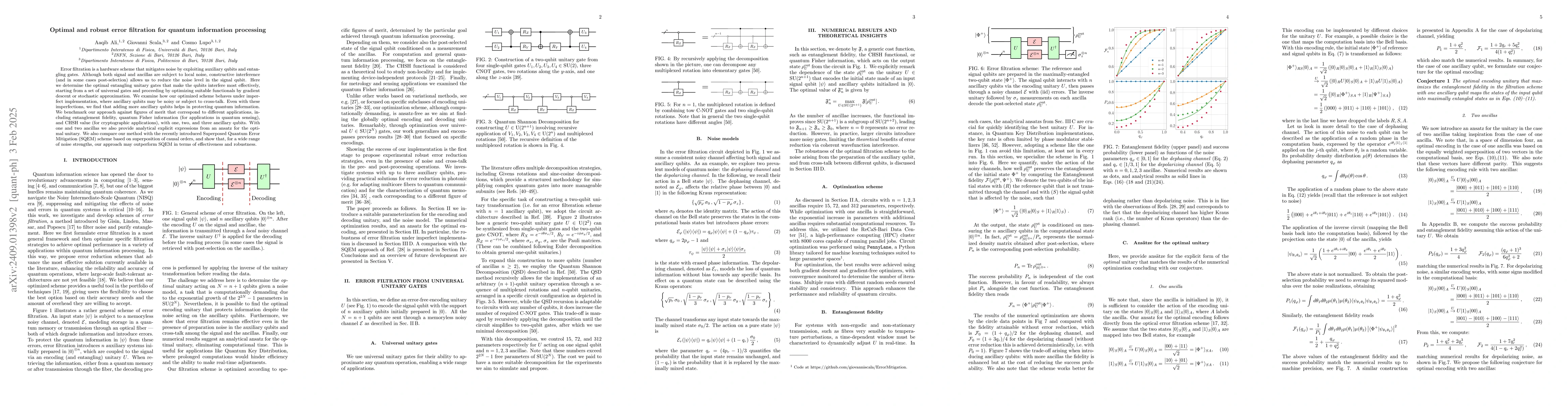 Thumbnail for Optimal and robust error filtration for quantum information processing