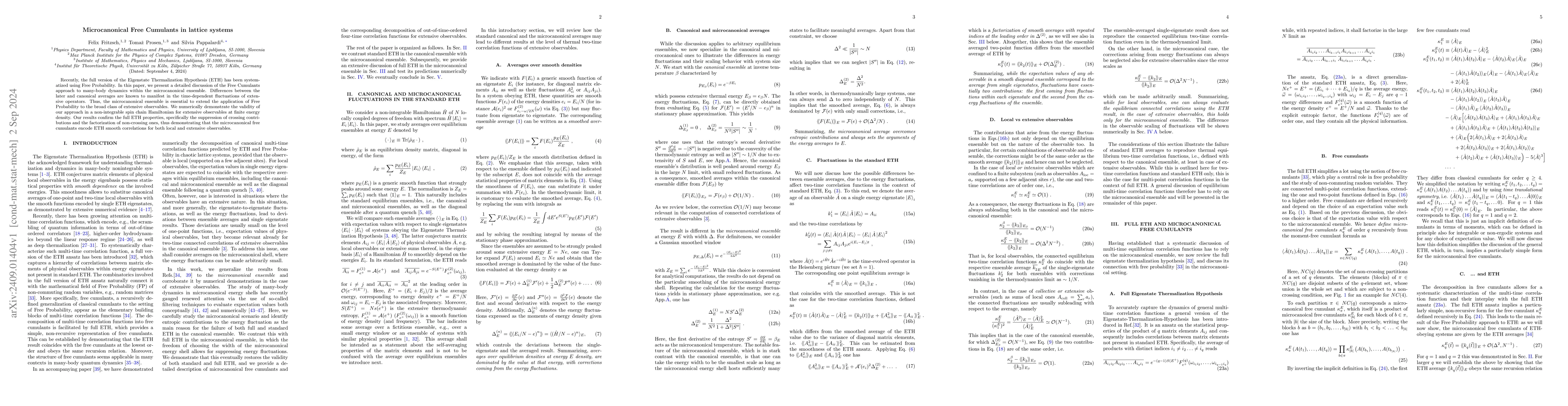 Thumbnail for Microcanonical Free Cumulants in lattice systems