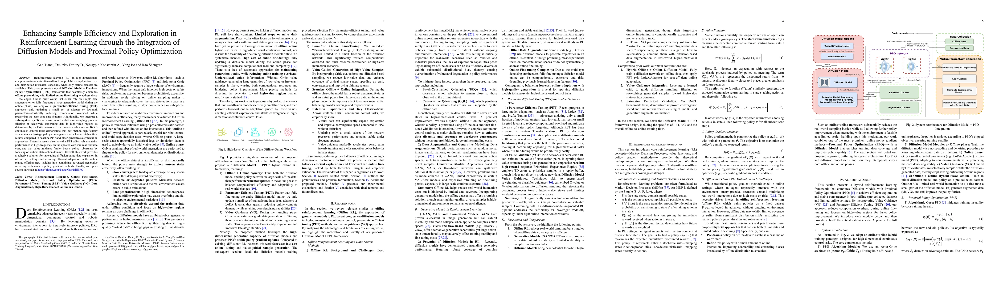 Thumbnail for Enhancing Sample Efficiency and Exploration in Reinforcement Learning
  through the Integration of Diffusion Models and Proximal Policy Optimization