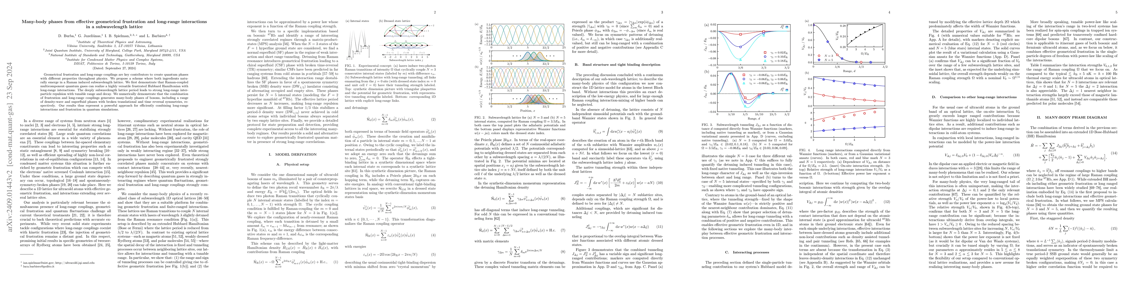 Thumbnail for Many-body phases from effective geometrical frustration and long-range
  interactions in a subwavelength lattice