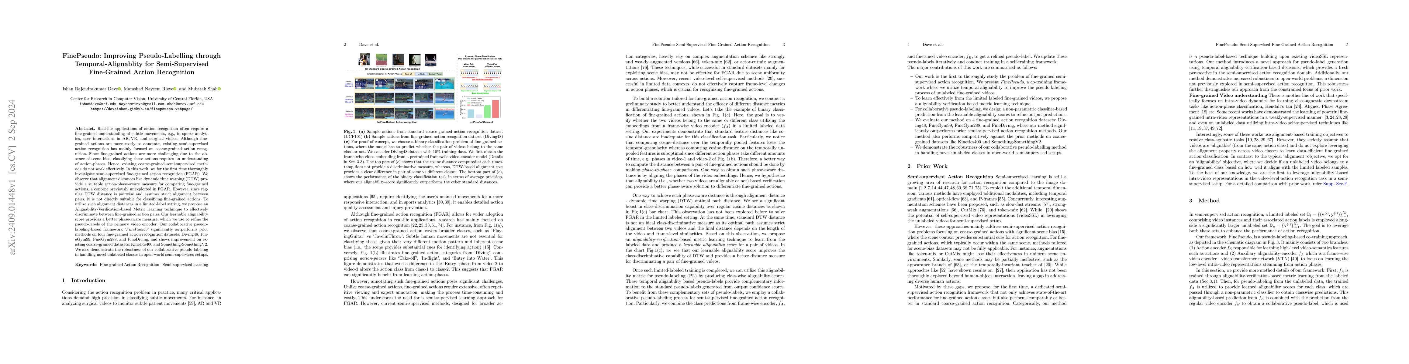 Thumbnail for FinePseudo: Improving Pseudo-Labelling through Temporal-Alignablity for
  Semi-Supervised Fine-Grained Action Recognition