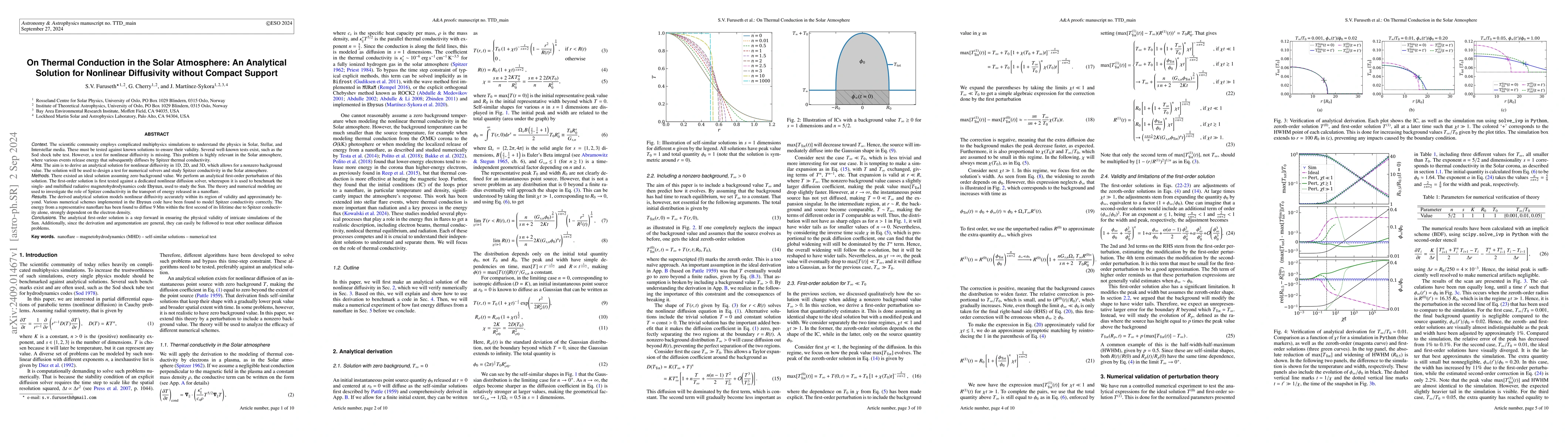 Thumbnail for On Thermal Conduction in the Solar Atmosphere: An Analytical Solution
  for Nonlinear Diffusivity without Compact Support