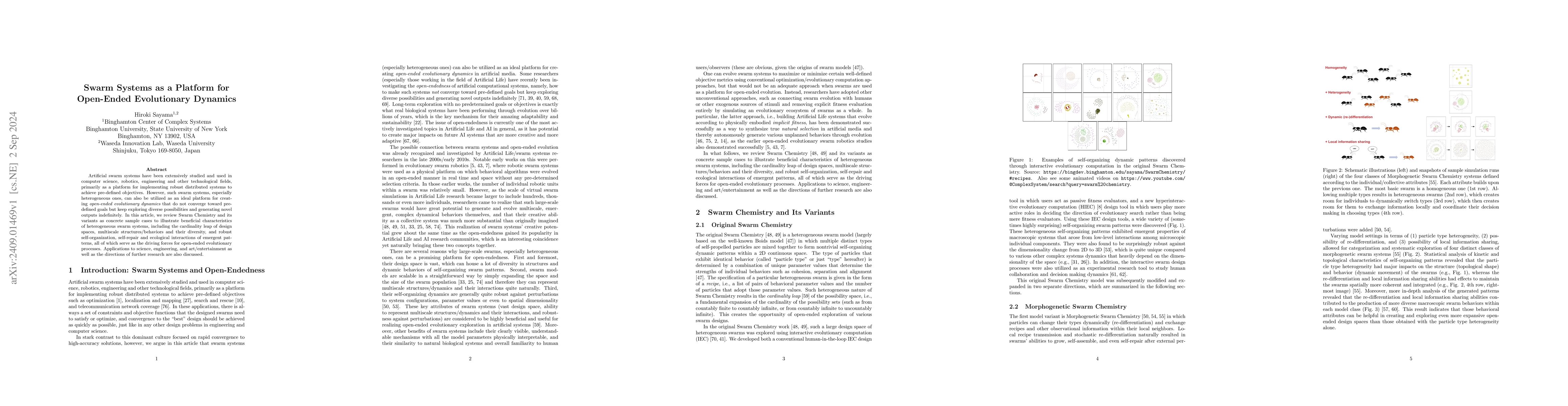 Thumbnail for Swarm Systems as a Platform for Open-Ended Evolutionary Dynamics
