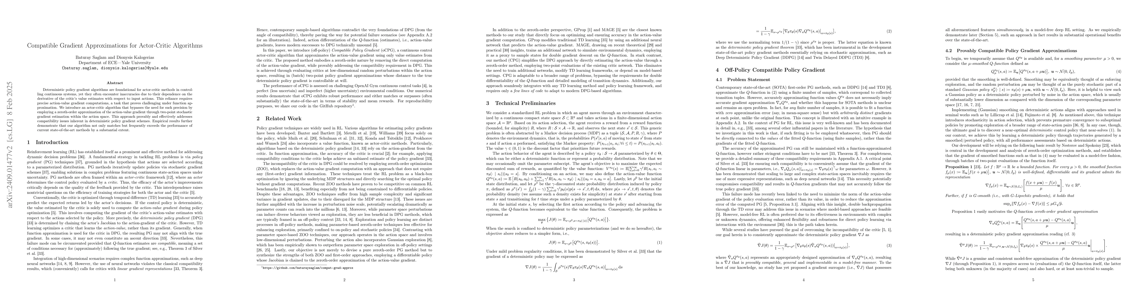 Thumbnail for Compatible Gradient Approximations for Actor-Critic Algorithms