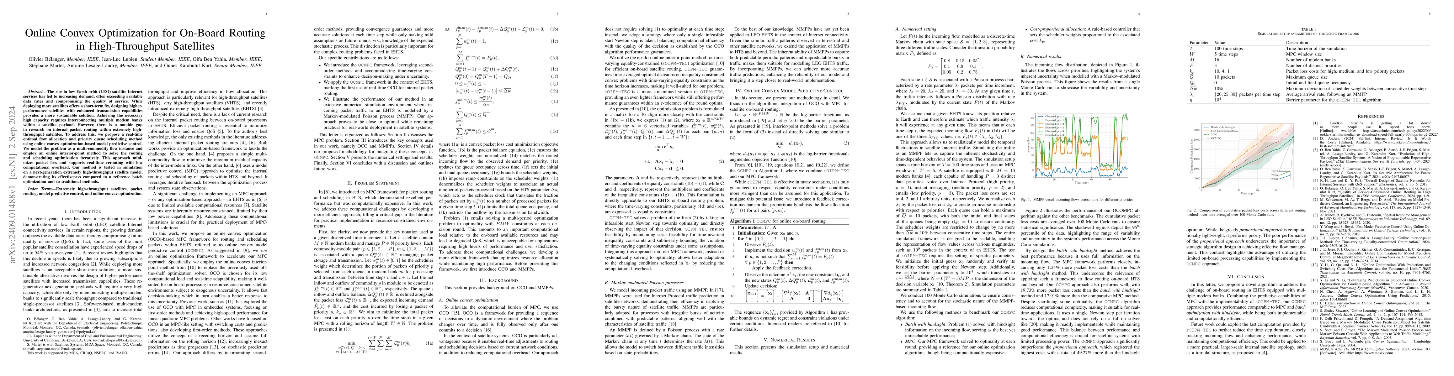 Thumbnail for Online Convex Optimization for On-Board Routing in High-Throughput
  Satellites