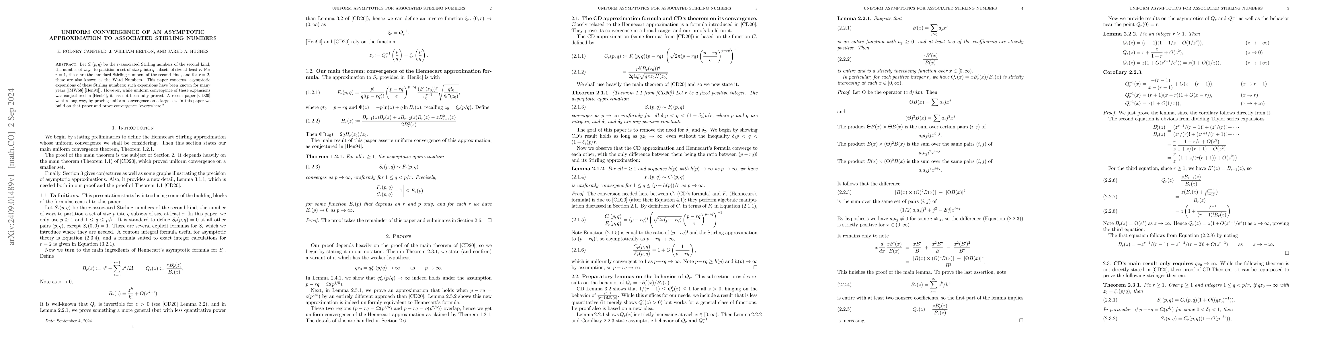 Thumbnail for Uniform Convergence of an Asymptotic Approximation to Associated
  Stirling Numbers