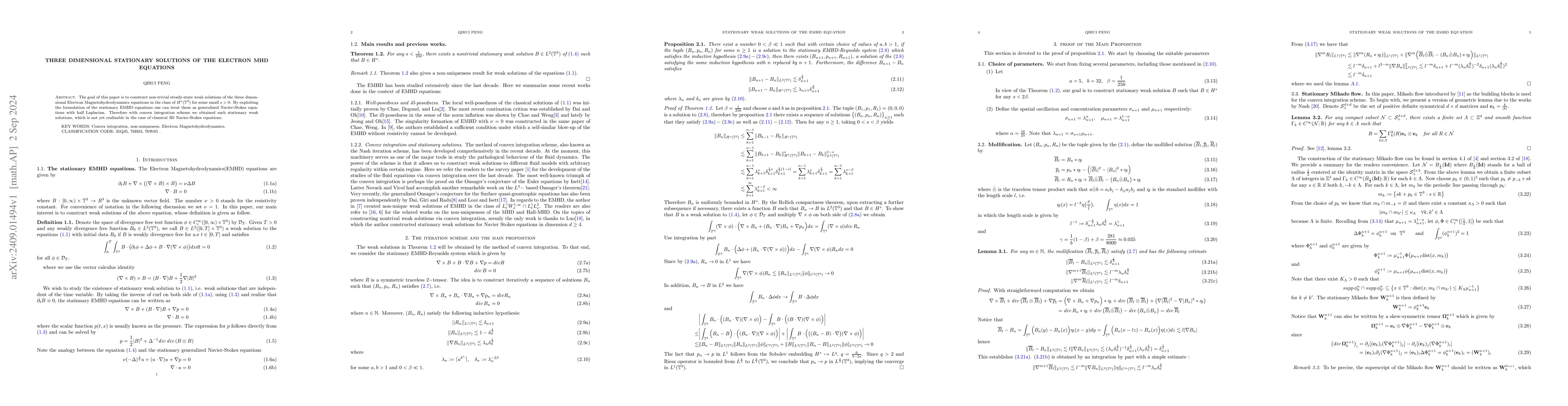 Thumbnail for Three dimensional stationary solutions of the Electron MHD equations