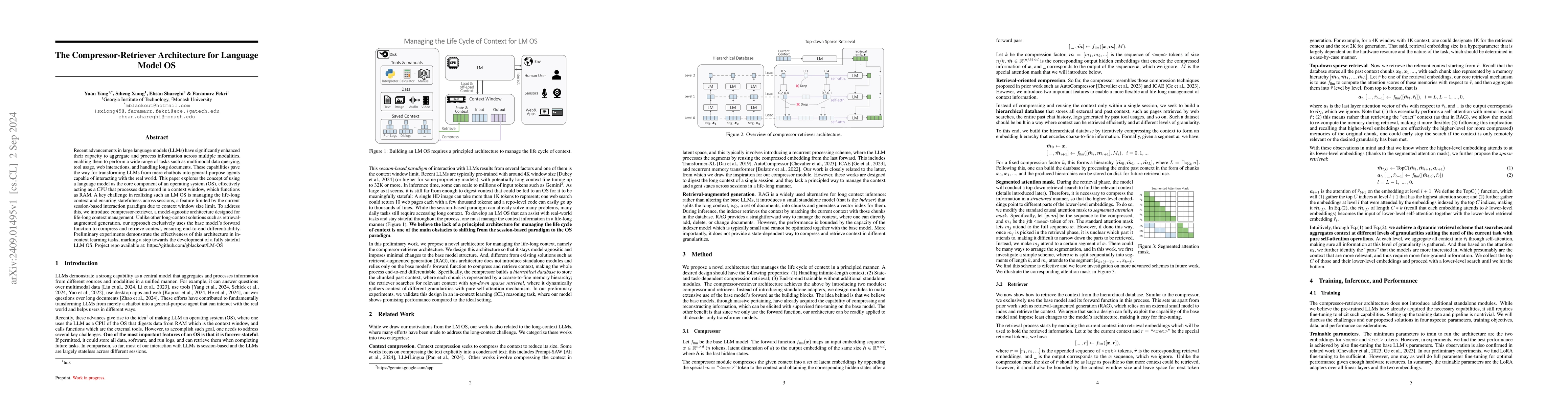 Thumbnail for The Compressor-Retriever Architecture for Language Model OS