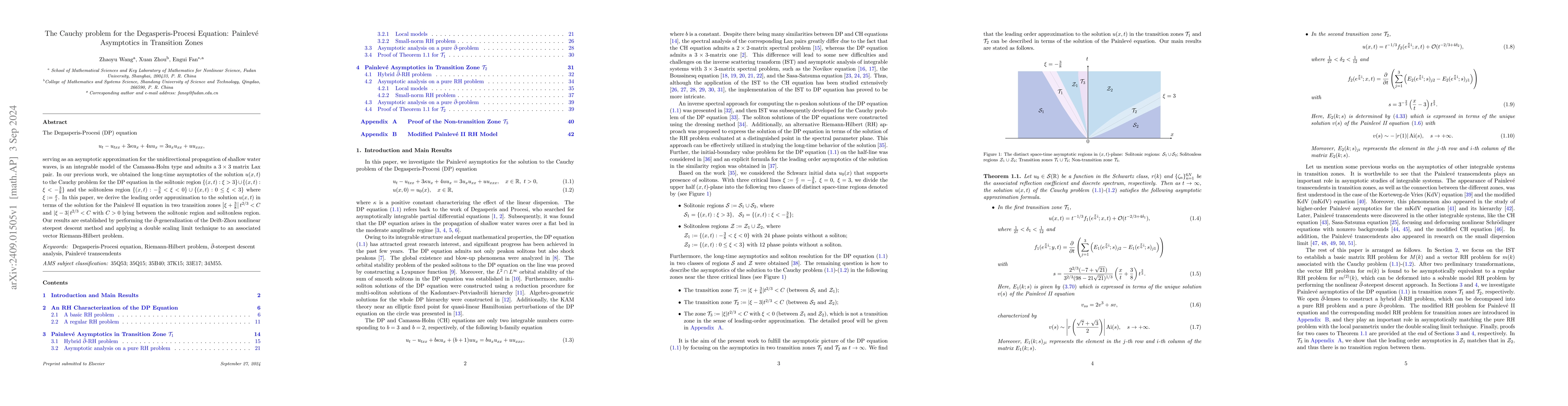 Thumbnail for The Cauchy problem for the Degasperis-Procesi Equation: Painlevé
  Asymptotics in Transition Zones