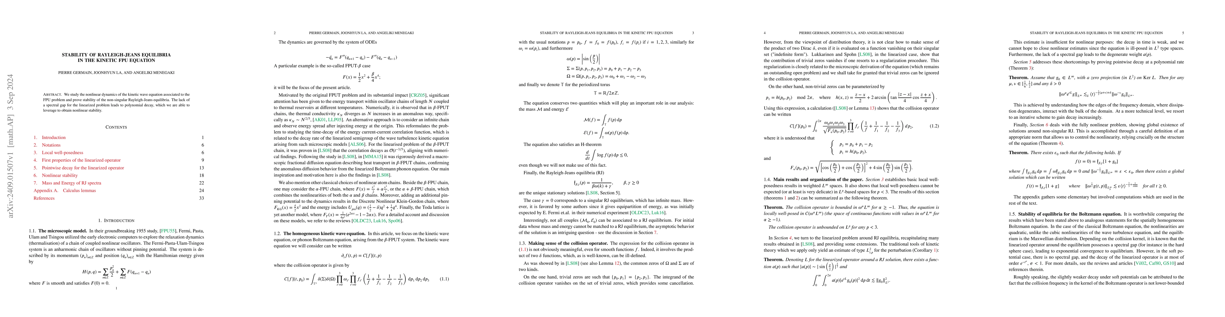 Thumbnail for Stability of Rayleigh-Jeans equilibria in the kinetic FPU equation