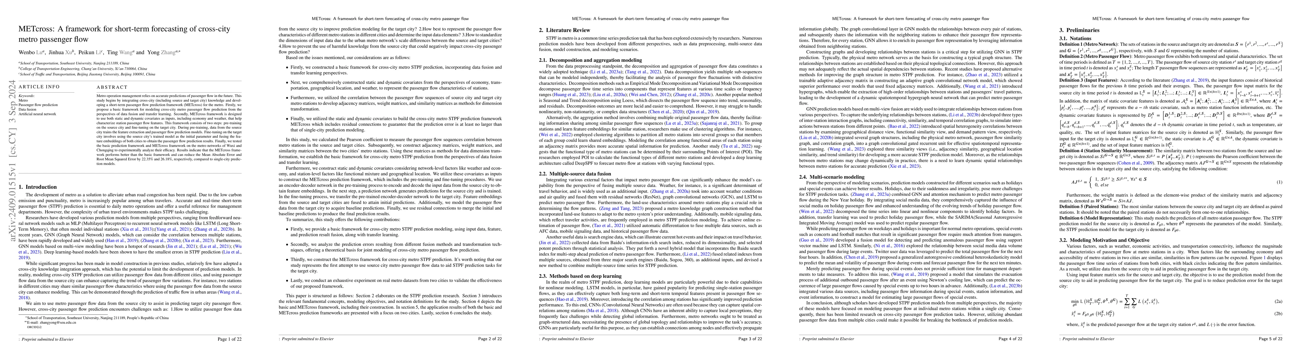 Thumbnail for METcross: A framework for short-term forecasting of cross-city metro
  passenger flow