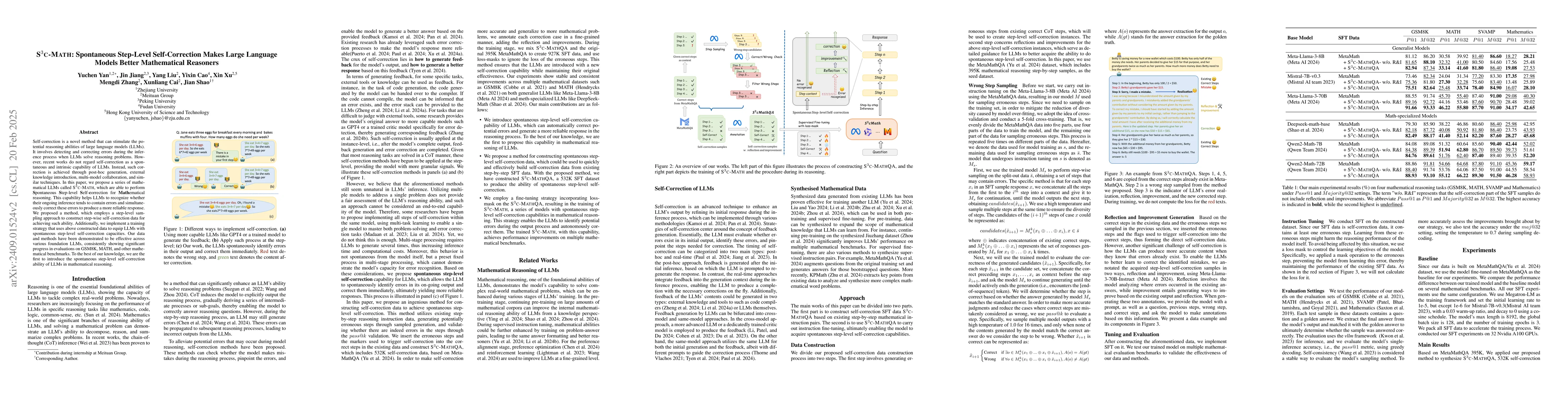 Thumbnail for S$^3$c-Math: Spontaneous Step-level Self-correction Makes Large Language
  Models Better Mathematical Reasoners