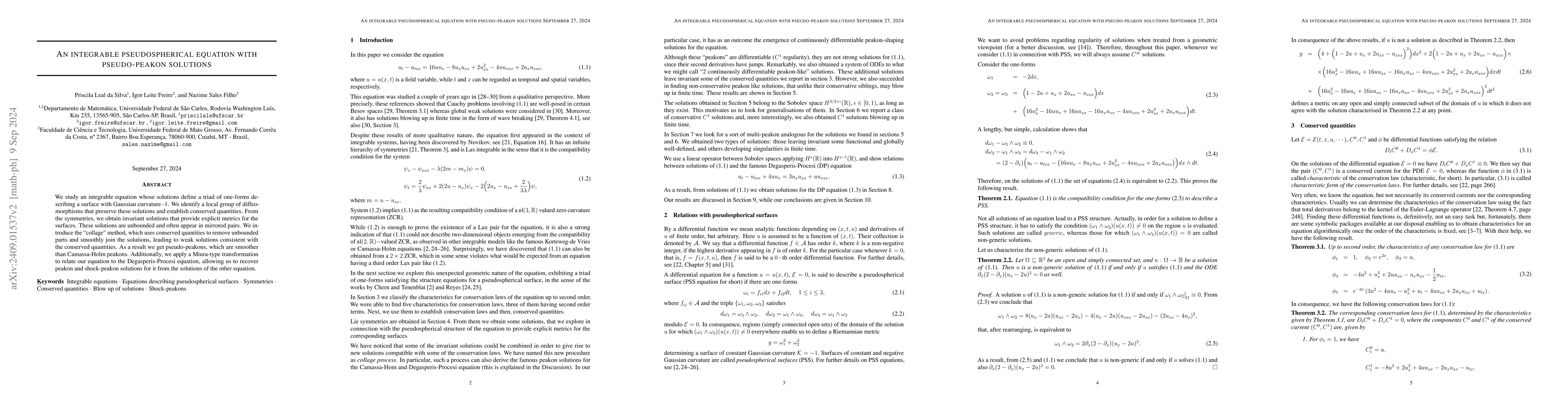Thumbnail for An integrable pseudospherical equation with pseudo-peakon solutions