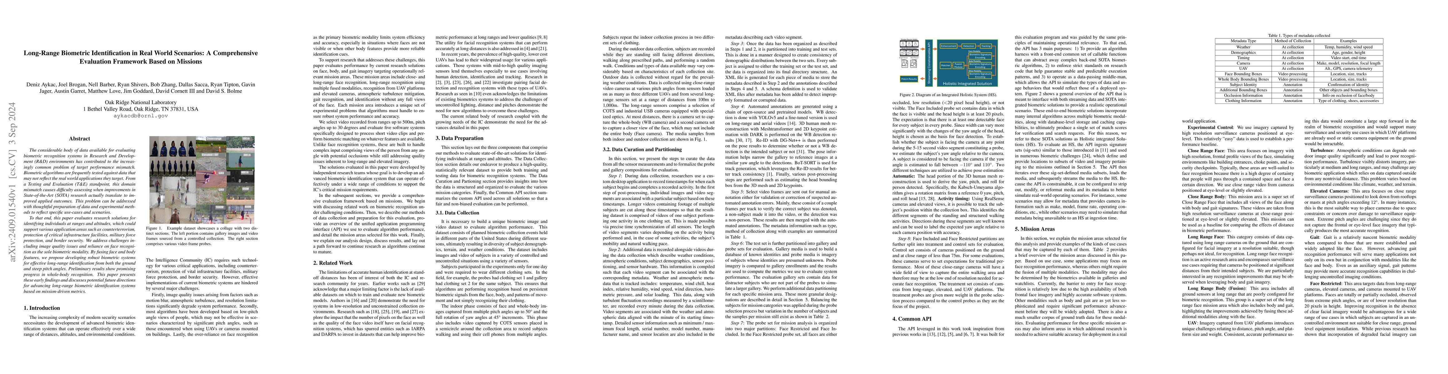 Thumbnail for Long-Range Biometric Identification in Real World Scenarios: A
  Comprehensive Evaluation Framework Based on Missions