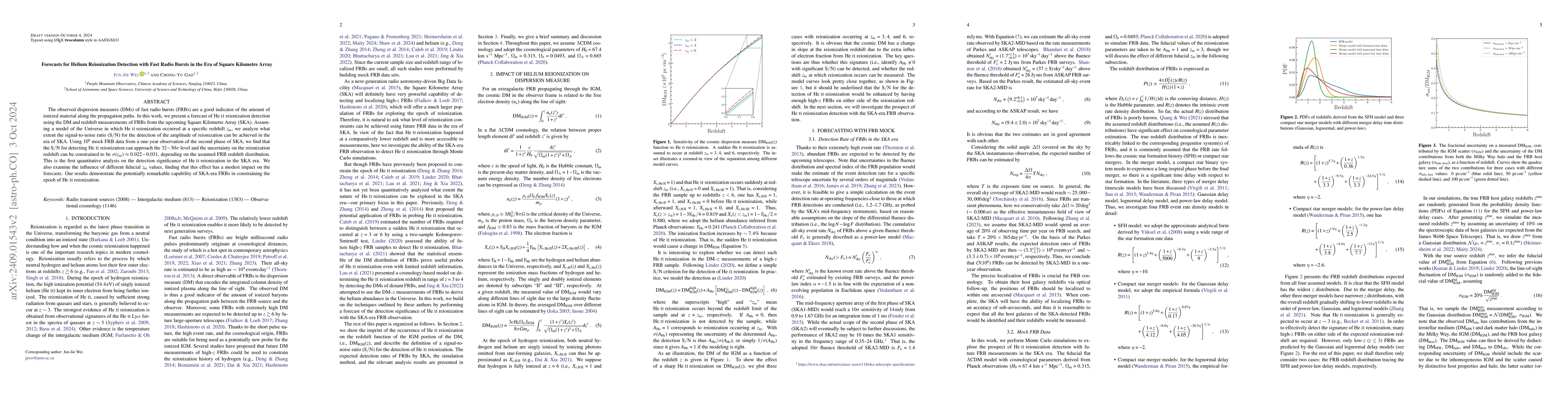 Thumbnail for Forecasts for Helium Reionization Detection with Fast Radio Bursts in
  the Era of Square Kilometre Array