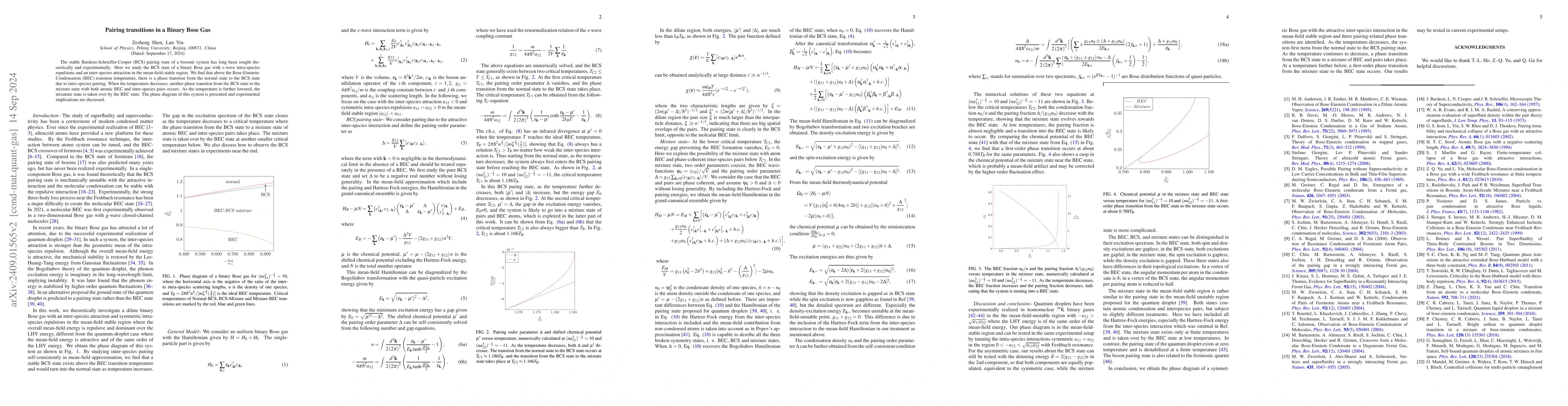 Thumbnail for Pairing transitions in a Binary Bose Gas